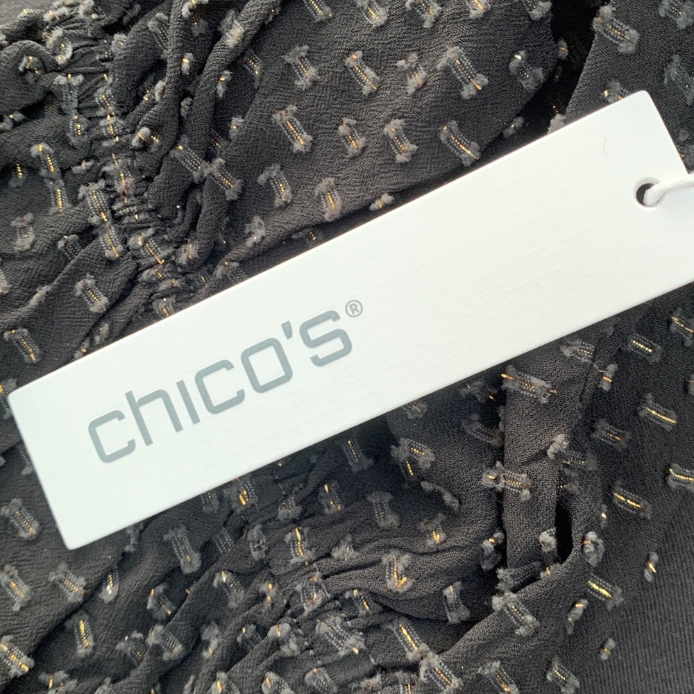 Chico’s Chiffon Sleeve Top in Black NEW! - Picture 8 of 8